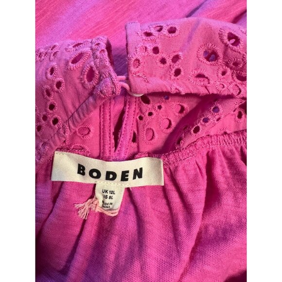 Boden Maxi Dress 8 L Cotton Colorful Smocked Pockets Short Sleeve Washable NEW - Picture 13 of 16